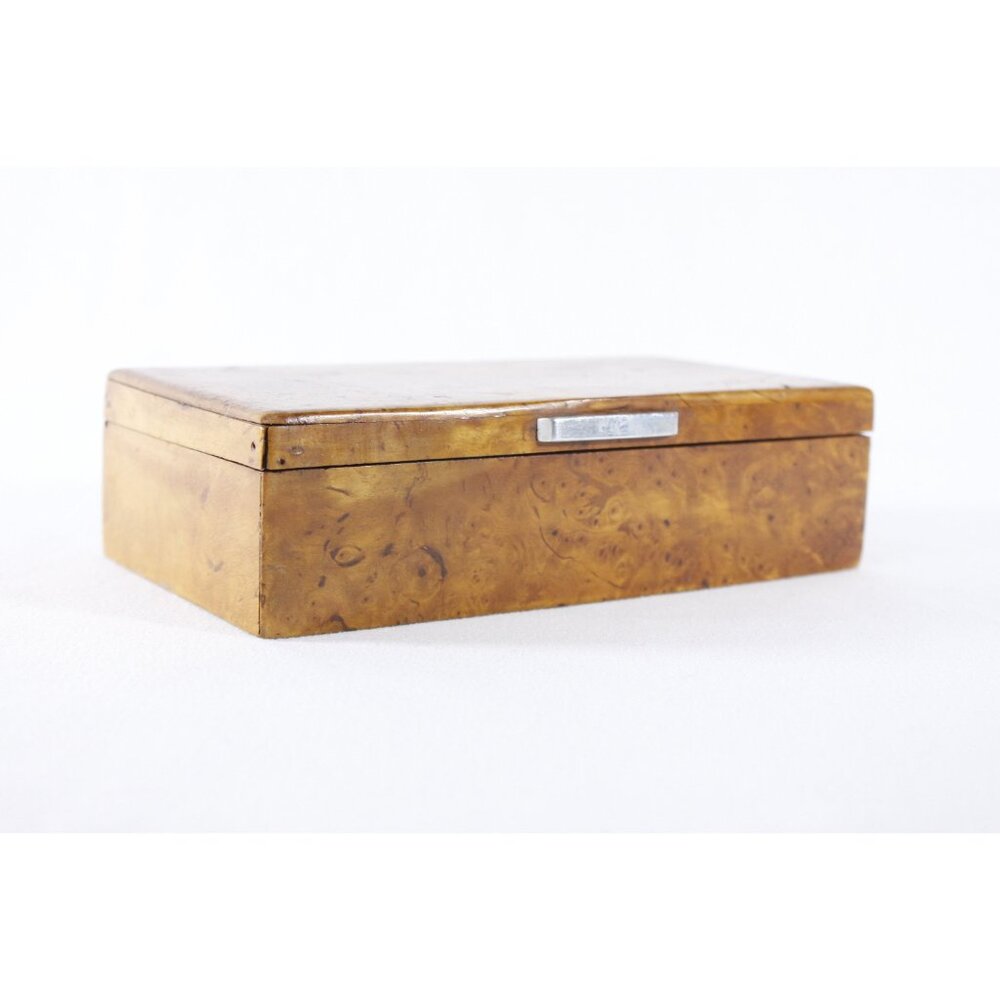 Superb Art Deco Lidded Box of Bird's-Eye Maple with Chrome Handle, French 1920s - Picture 2 of 10